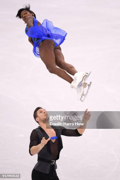 Vanessa James and Morgan Cipres of France compete during the Pair Skating Short Program on day five of the PyeongChang 2018 Winter Olympics at...