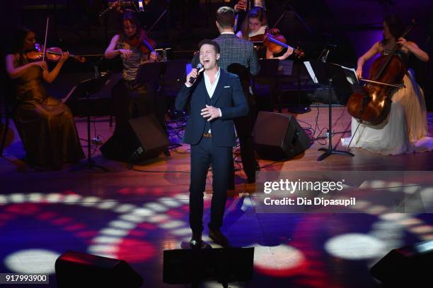 Justin Guarini performs onstage at the Winter Gala at Lincoln Center at Alice Tully Hall on February 13, 2018 in New York City.