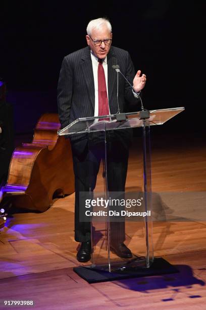 David Rubenstein speaks onstage the Winter Gala at Lincoln Center at Alice Tully Hall on February 13, 2018 in New York City.
