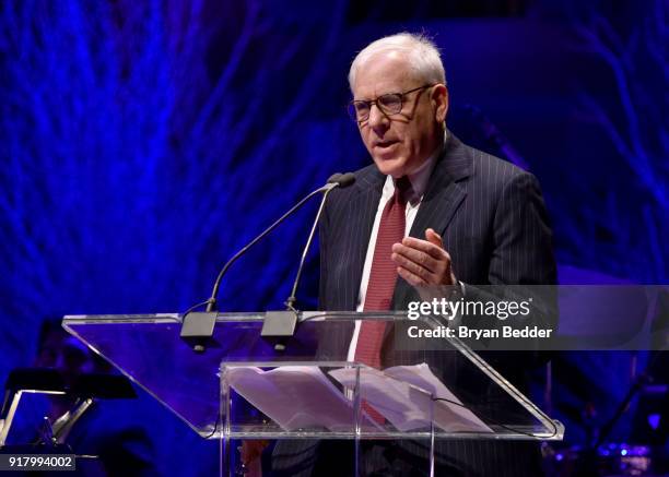 David Rubenstein speaks onstage the Winter Gala at Lincoln Center at Alice Tully Hall on February 13, 2018 in New York City.