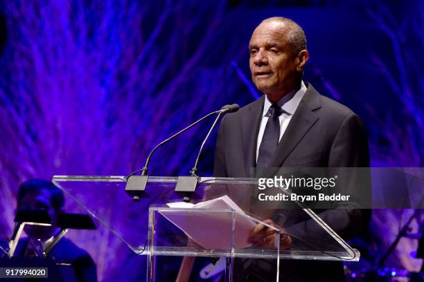 Gala Honoree Kenneth Chenault accepts the Lincoln Center Laureate Award onstage at the Winter Gala at Lincoln Center at Alice Tully Hall on February...