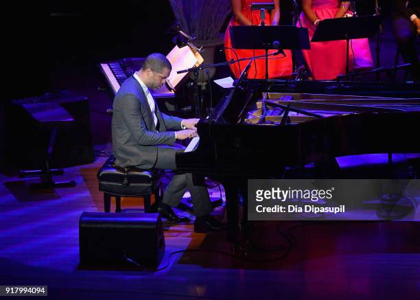 Jason Moran performs onstage at the Winter Gala at Lincoln Center at Alice Tully Hall on February 13, 2018 in New York City.