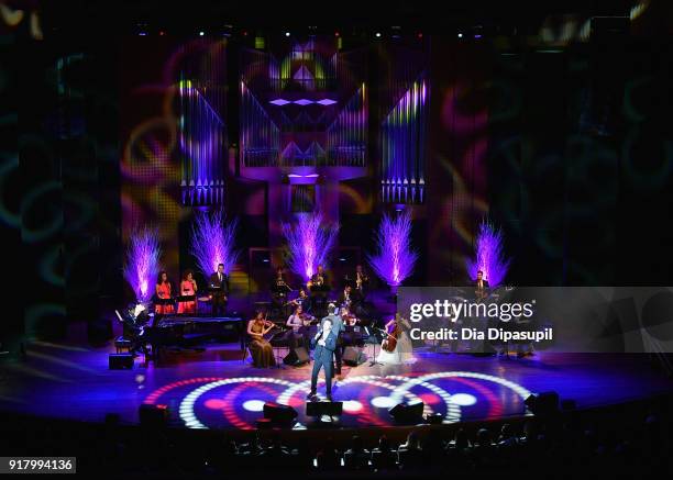 Justin Guarini performs onstage at the Winter Gala at Lincoln Center at Alice Tully Hall on February 13, 2018 in New York City.