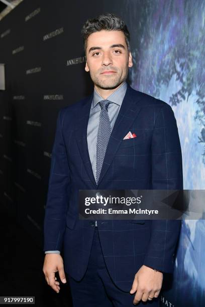 Oscar Isaac attends the premiere of Paramount Pictures' 'Annihilation' at Regency Village Theatre on February 13, 2018 in Westwood, California.