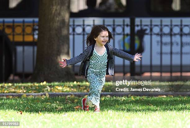 Suri Cruise visits Charles River Basin on October 10, 2009 in Cambridge, Massachusetts.