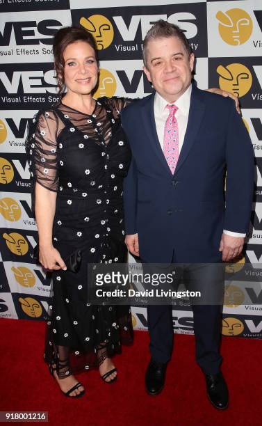 Actress Meredith Salenger and husband actor Patton Oswalt attend the 16th Annual VES Awards at The Beverly Hilton Hotel on February 13, 2018 in...