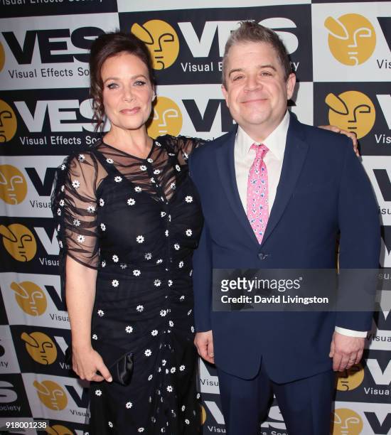 Actress Meredith Salenger and husband actor Patton Oswalt attend the 16th Annual VES Awards at The Beverly Hilton Hotel on February 13, 2018 in...