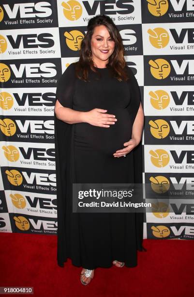 Actress Katy Mixon attends the 16th Annual VES Awards at The Beverly Hilton Hotel on February 13, 2018 in Beverly Hills, California.