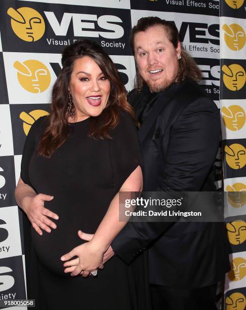 Actress Katy Mixon and Breaux Greer attend the 16th Annual VES Awards at The Beverly Hilton Hotel on February 13, 2018 in Beverly Hills, California.