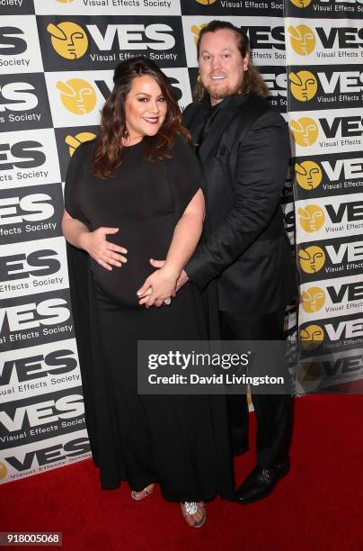 Actress Katy Mixon and Breaux Greer attend the 16th Annual VES Awards at The Beverly Hilton Hotel on February 13, 2018 in Beverly Hills, California.