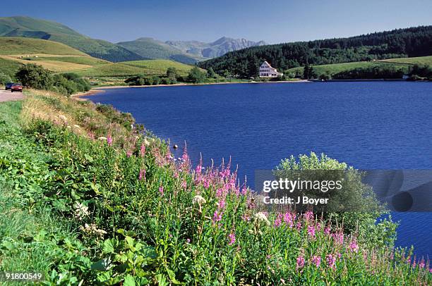 lake in puy mary, cantal, france - cantal stockfoto's en -beelden