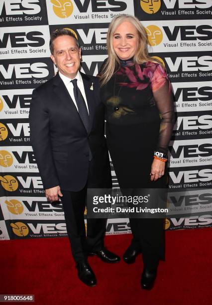 Director Lee Unkrich and producer Darla K. Anderson attend the 16th Annual VES Awards at The Beverly Hilton Hotel on February 13, 2018 in Beverly...
