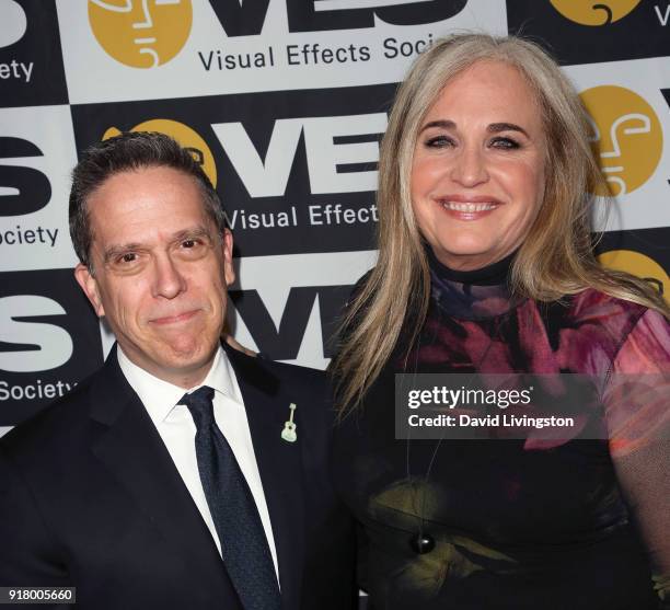 Director Lee Unkrich and producer Darla K. Anderson attend the 16th Annual VES Awards at The Beverly Hilton Hotel on February 13, 2018 in Beverly...