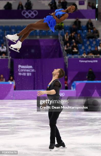 Vanessa James and Morgan Cipres of France compete during the Pair Skating Short Program on day five of the PyeongChang 2018 Winter Olympics at...