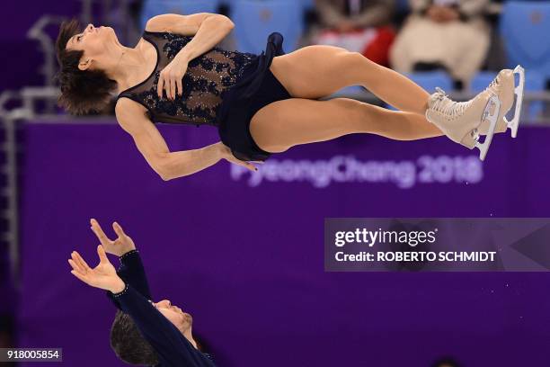 Canada's Meagan Duhamel and Canada's Eric Radford compete in the pair skating short program of the figure skating event during the Pyeongchang 2018...