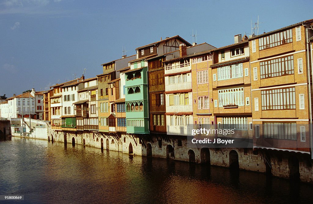 Buildings by river, Castres, Tarn, France