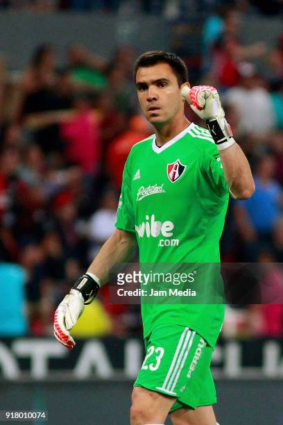 Cristopher Toselli goalkeeper of Atlas gestures during the 7th round match between Atlas and Necaxa as part of the Torneo Clausura 2018 Liga MX at...