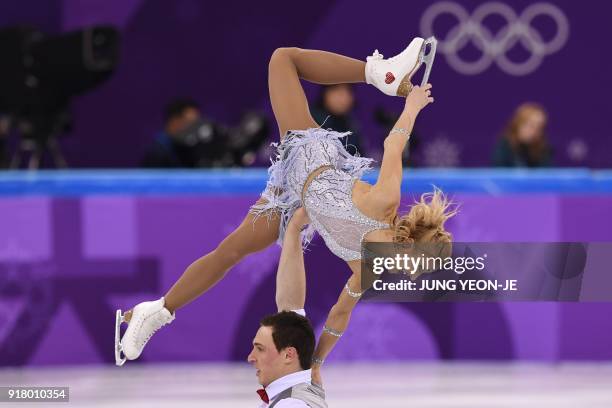 Germany's Aljona Savchenko and Germany's Bruno Massot compete in the pair skating short program of the figure skating event during the Pyeongchang...