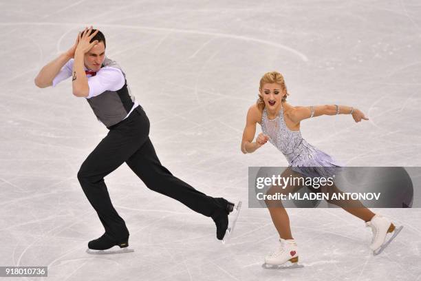 Germany's Aljona Savchenko and Germany's Bruno Massot compete in the pair skating short program of the figure skating event during the Pyeongchang...