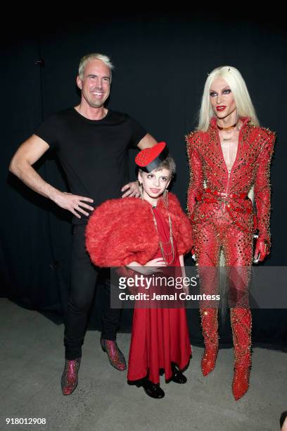 Designer David Blond, Desmond and Phillipe Blond attend The Blonds front row during New York Fashion Week: The Shows at Gallery I at Spring Studios...