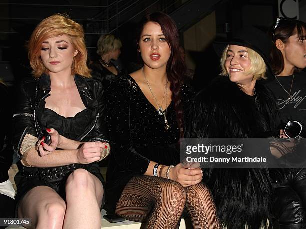 Singer Nicola Roberts, socialite Peaches Geldof and actress Jaime Winstone attend the Topshop Unique show at London Fashion Week Spring/Summer 2010 -...