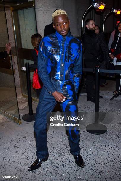 Ashton Sanders attends the Calvin Klein fashion show during New York Fashion Week at the American Stock Exchange Building on February 13, 2018 in New...