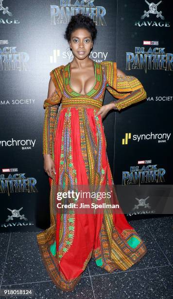 Actress Condola Rashad attends the screening of Marvel Studios' "Black Panther" hosted by The Cinema Society with Ravage Wines and Synchrony at...