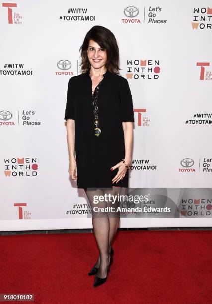 Actress Nia Vardalos arrives at the 2018 Women In The World Los Angeles Salon at NeueHouse Hollywood on February 13, 2018 in Los Angeles, California.