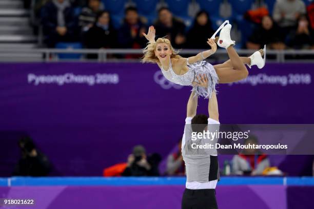 Aljona Savchenko and Bruno Massot of Germany compete during the Pair Skating Short Program on day five of the PyeongChang 2018 Winter Olympics at...