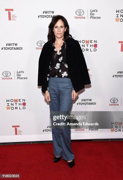 Actress Annabeth Gish arrives at the 2018 Women In The World Los Angeles Salon at NeueHouse Hollywood on February 13, 2018 in Los Angeles, California.