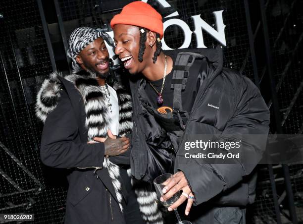 Recording artists Gold Link and Joey Badass attend the Heron Preston + Tequila Avion Dance Party in Celebration Of Heron Preston "Public Figure" at...