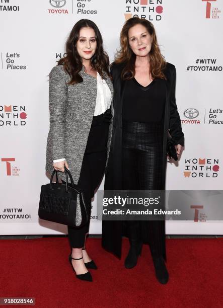 Actress Elizabeth Perkins and her daughter Hannah Jo Phillips arrive at the 2018 Women In The World Los Angeles Salon at NeueHouse Hollywood on...
