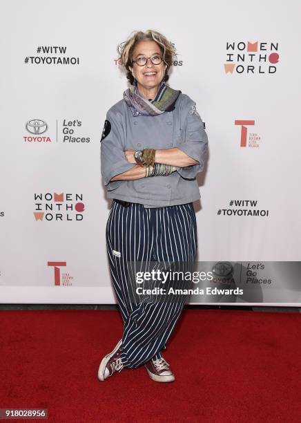 Chef Susan Feniger arrives at the 2018 Women In The World Los Angeles Salon at NeueHouse Hollywood on February 13, 2018 in Los Angeles, California.