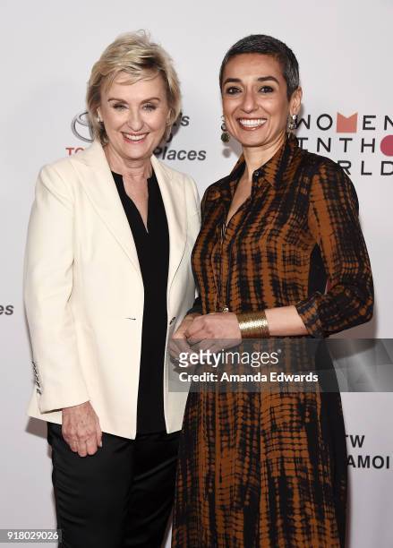 Journalist Tina Brown and Women in the World Editor at Large Zainab Salbi arrive at the 2018 Women In The World Los Angeles Salon at NeueHouse...