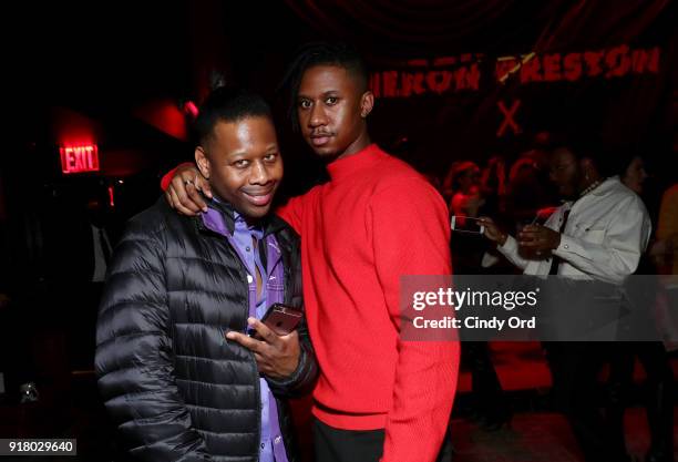 Guests attend the Heron Preston + Tequila Avion Dance Party in Celebration Of Heron Preston "Public Figure" at Public Arts on February 13, 2018 in...