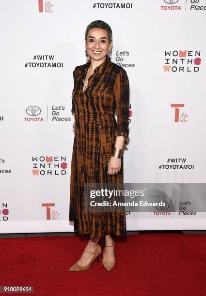 Women in the World Editor at Large Zainab Salbi arrives at the 2018 Women In The World Los Angeles Salon at NeueHouse Hollywood on February 13, 2018...