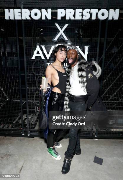 Odalys Pena and Gold Link attend the Heron Preston + Tequila Avion Dance Party in Celebration Of Heron Preston "Public Figure" at Public Arts on...