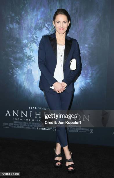 Tuva Novotny attends the Los Angeles premiere "Annihilation" at Regency Village Theatre on February 13, 2018 in Westwood, California.