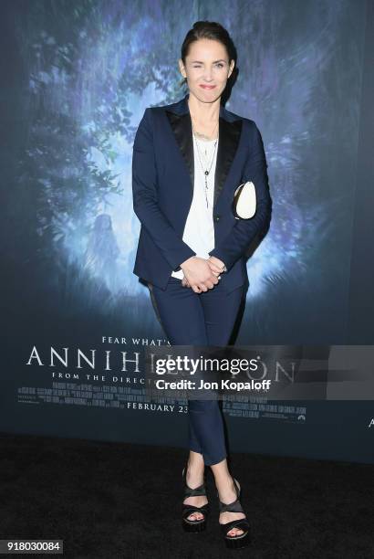 Tuva Novotny attends the Los Angeles premiere "Annihilation" at Regency Village Theatre on February 13, 2018 in Westwood, California.
