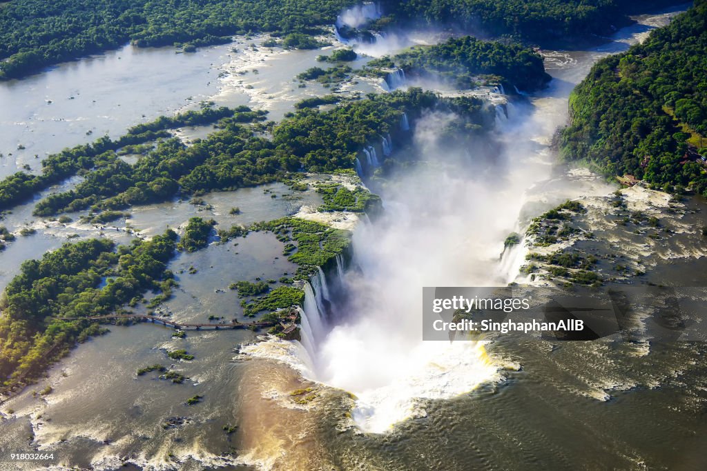 Aerial view of Iguazu waterfall, Brazil