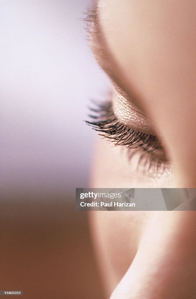 Pensive eye of woman