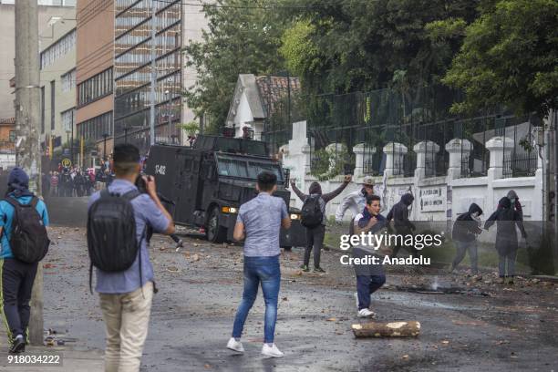 Mobile Anti-Disturbance Squadron attempts to disperse protesters within the clashes that broke out between students and riot police during a protest...