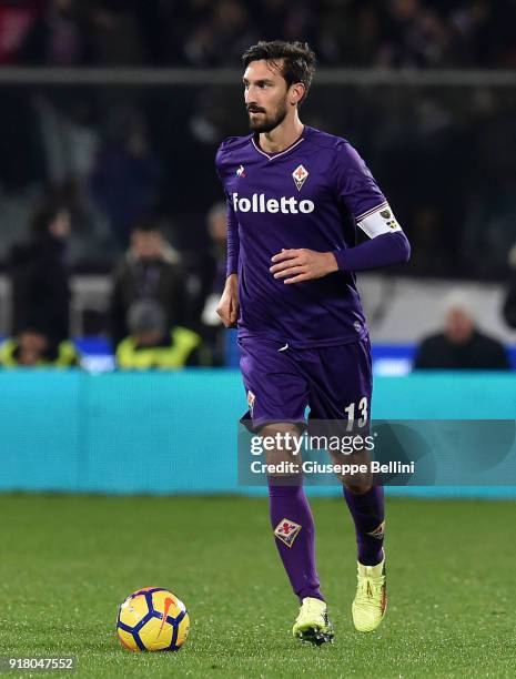 Davide Astori of ACF Fiorentina in action during the serie A match between ACF Fiorentina and Juventus at Stadio Artemio Franchi on February 9, 2018...