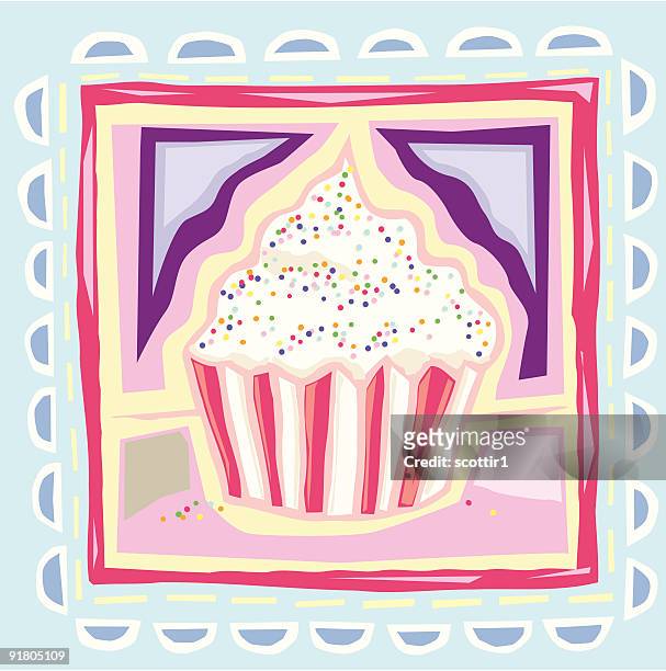 artsy cute cupcake - icing border stock illustrations