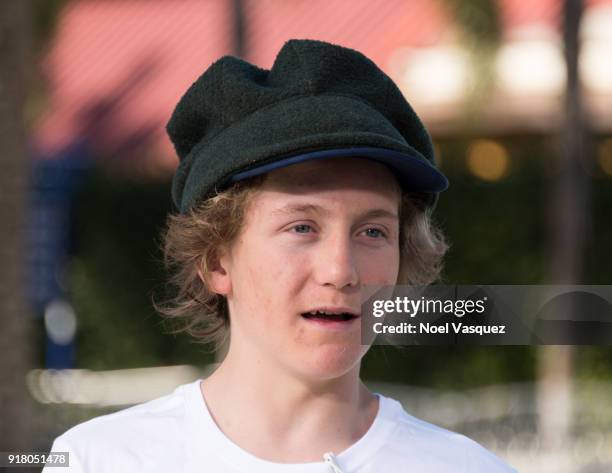 Red Gerard visits "Extra" at Universal Studios Hollywood on February 13, 2018 in Universal City, California.