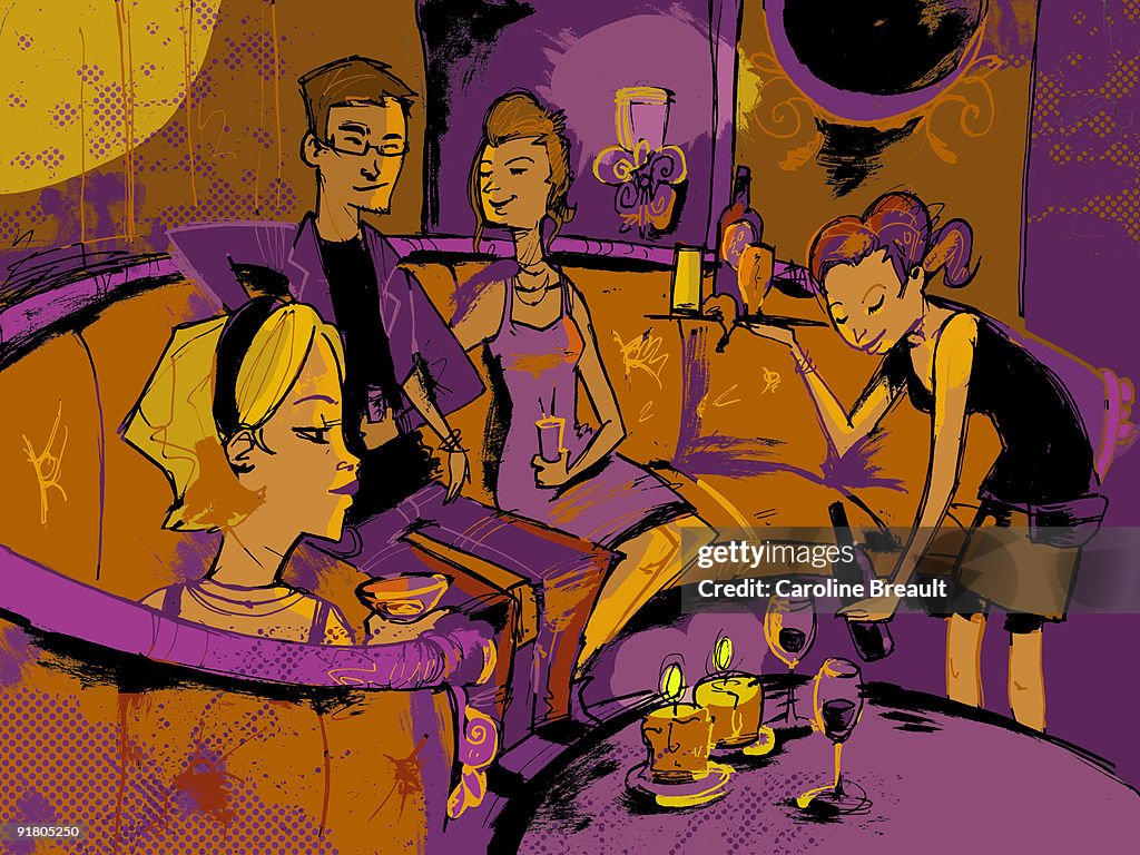 People having wine at a lounge