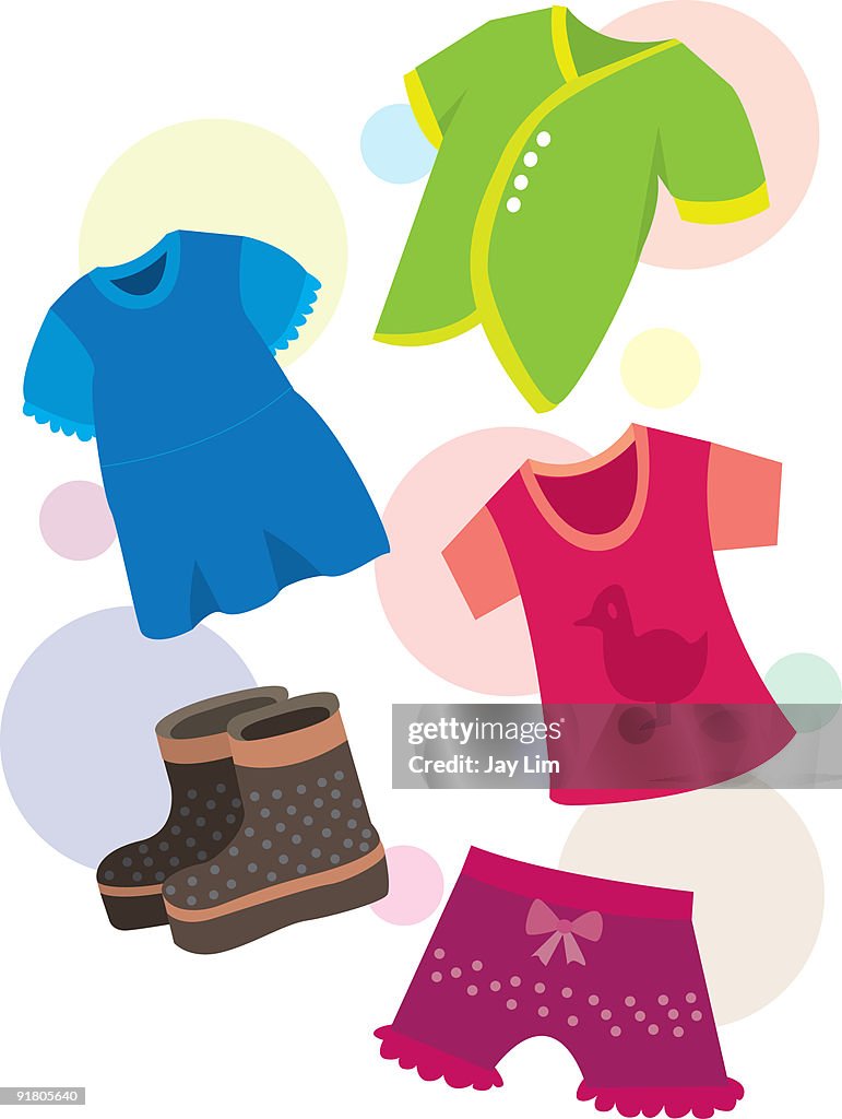 A colorful assortment of childrens clothing