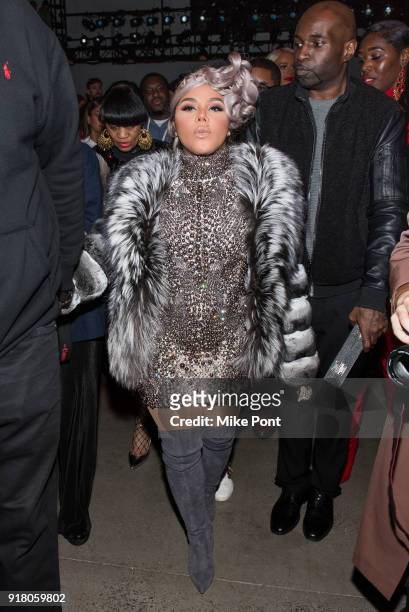 Lil Kim attends The Blonds fashion show during New York Fashion Week: The Shows at Spring Studios on February 13, 2018 in New York City.