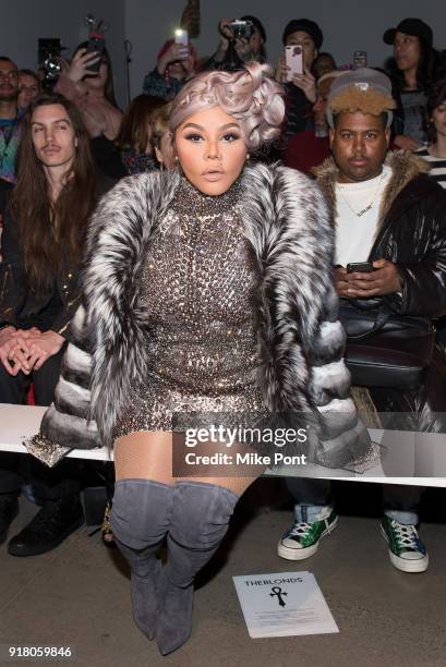 Lil Kim attends The Blonds fashion show during New York Fashion Week: The Shows at Spring Studios on February 13, 2018 in New York City.