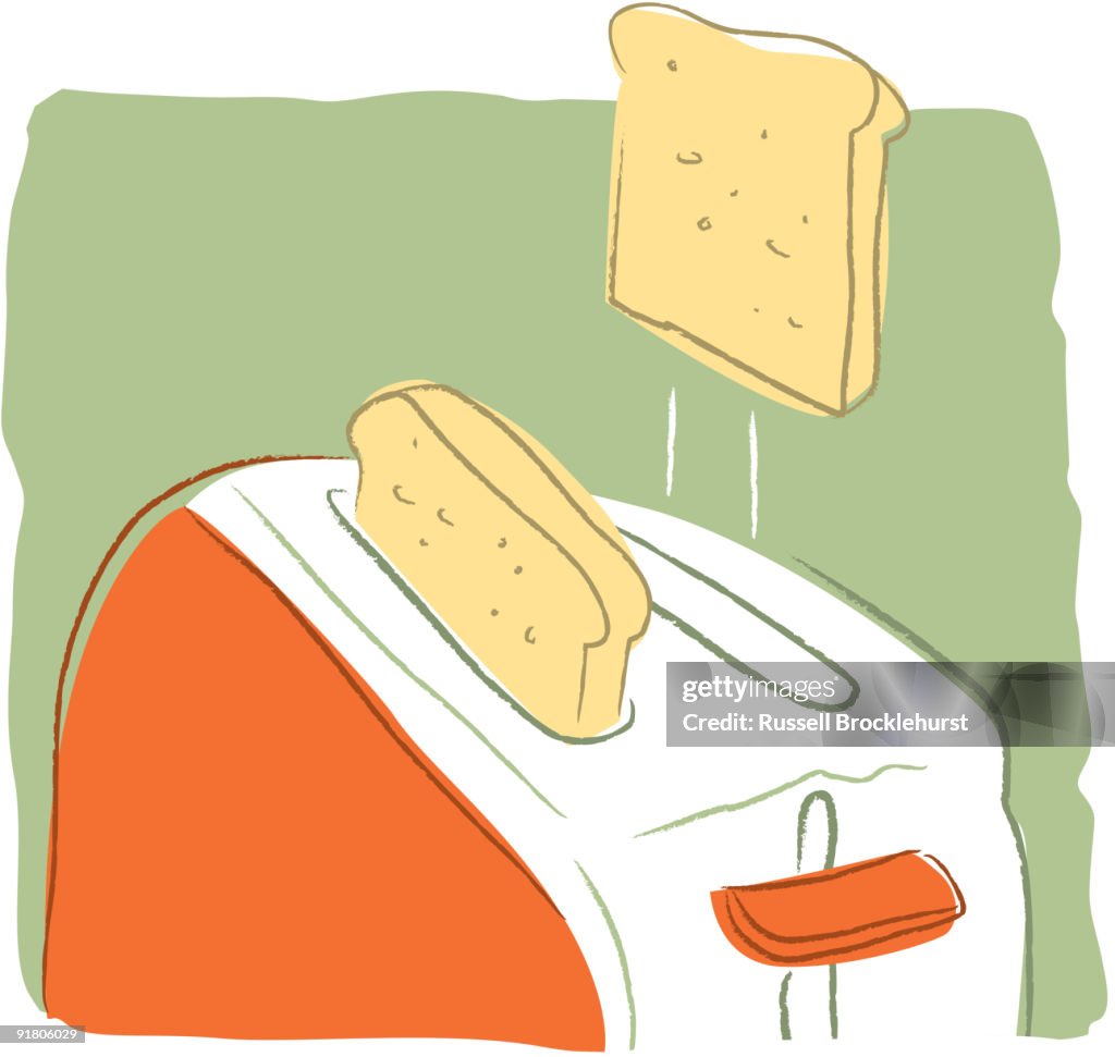 Toast popping out from a toaster